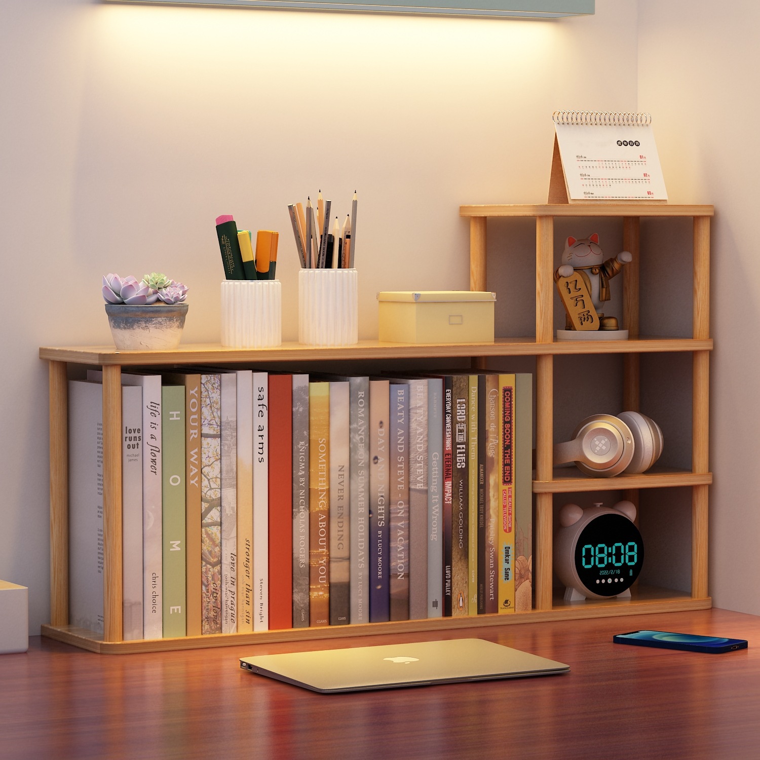 书桌上分层书架办公桌面多层置物架简易儿童储物学生收纳小型薇妍