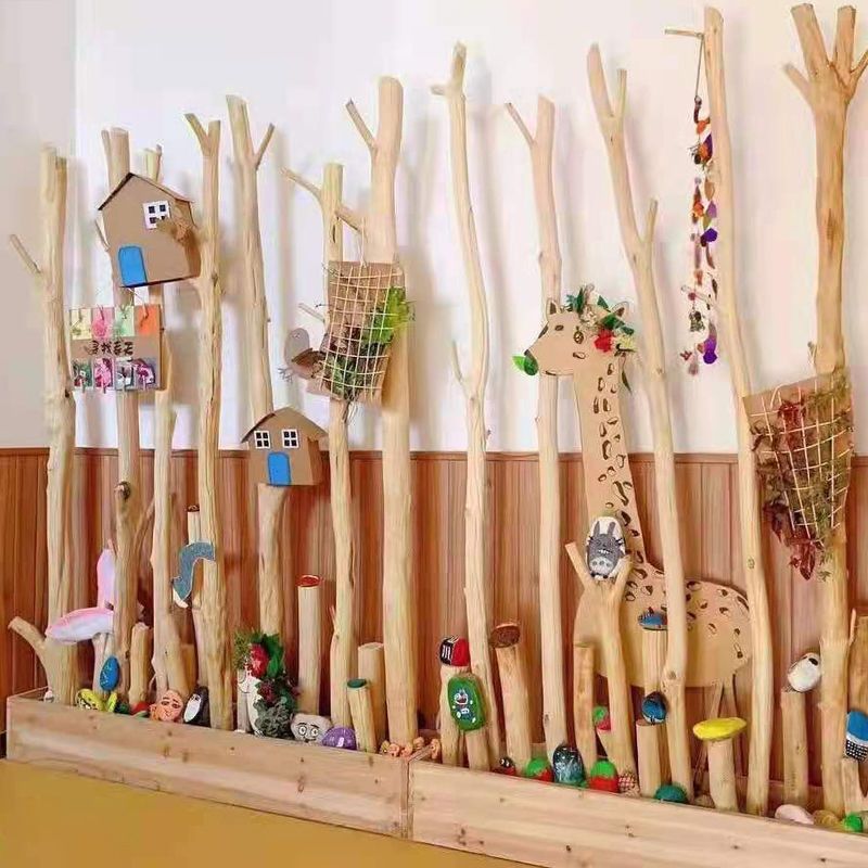干树枝树干枯木客厅名宿幼儿园美工区作品展示架玄关屏风网红隔断