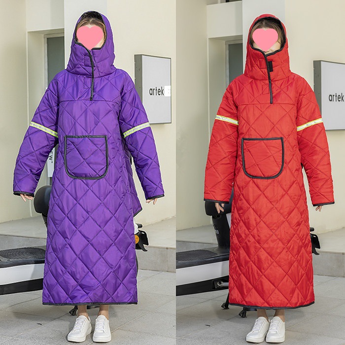 电动车挡风衣冬季加绒加厚加大防水防寒保暖电车长款女款骑车衣