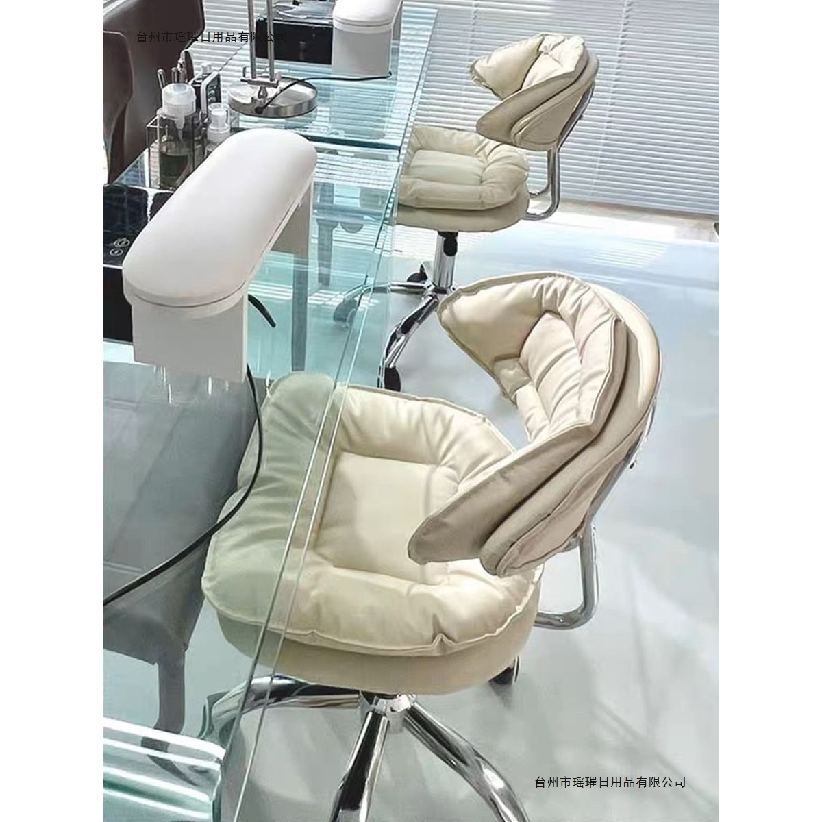 网红美甲桌椅靠背美容凳子升降旋转美甲师椅子美容院专用顾客转椅