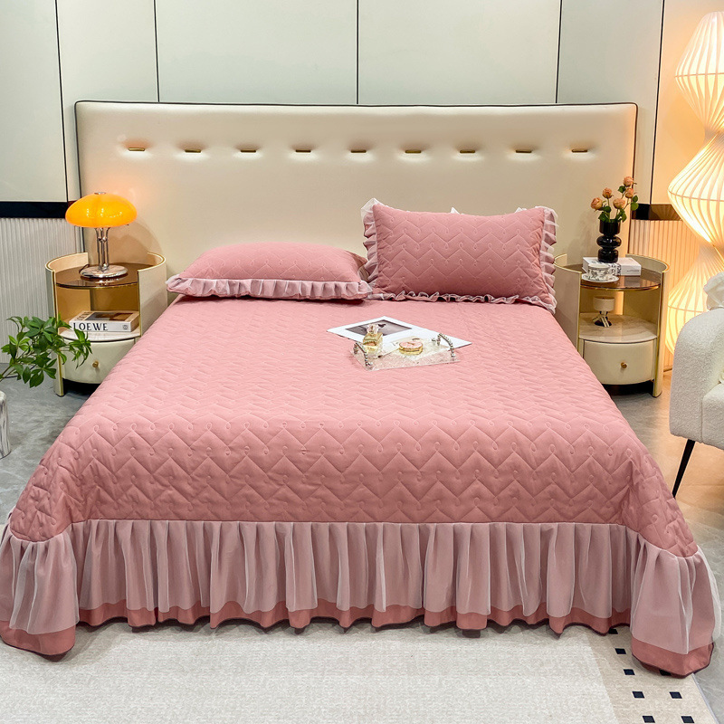 舒适柔和榻榻米单色A类夹四季通用床裙纯色加厚保暖