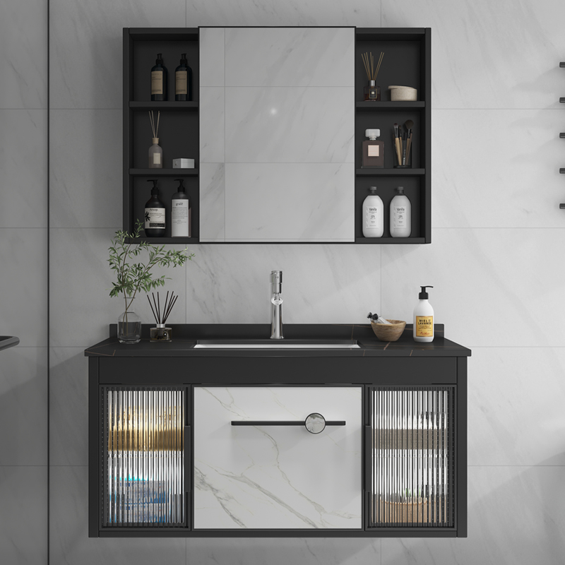 7T轻奢太空铝洗手盆柜浴室柜组合陶瓷一体洗脸面洗漱台加厚智能镜