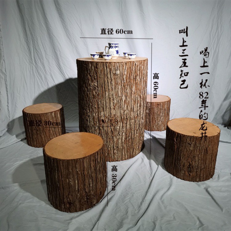 仿真木桩天然杉树皮树桩圆木墩空心杉木桩婚庆路引木桩软装道具