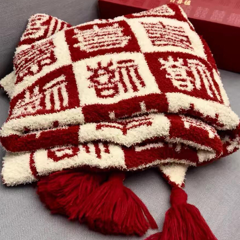 百福毯结婚百喜毯喜字毛毯闺蜜新婚订婚礼物送新娘新人备婚好物