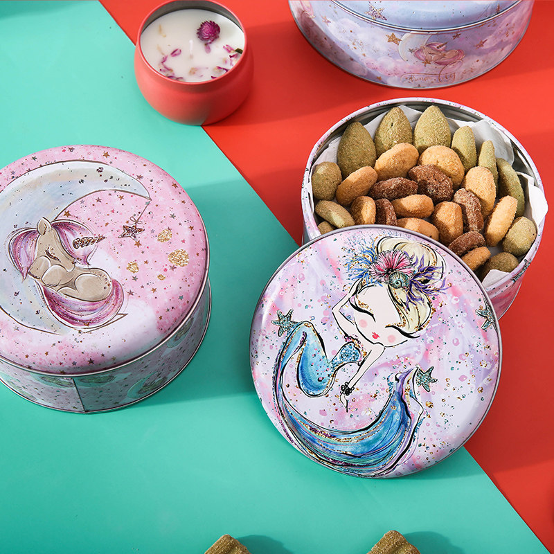 速发铁盒巧克力礼盒蛋子盒糕饼奇曲干包装盒雪花酥礼品盒圆形空盒