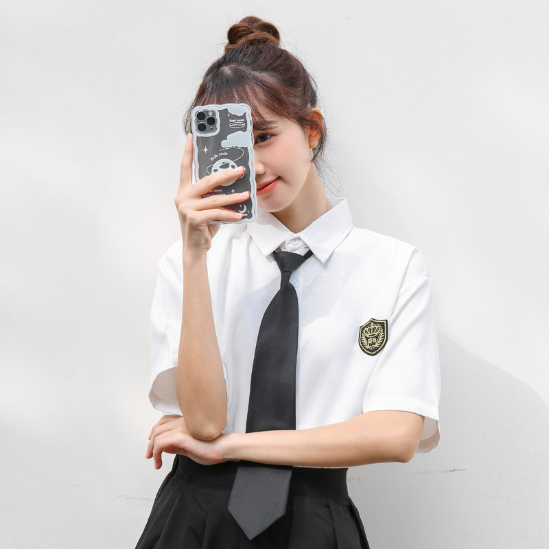 速发白色jk制服风装长裙夏季毕业班服高院套学中生校服衬衣