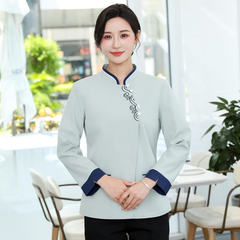 速发餐饮服务员工作服长袖秋冬中式餐厅饭店酒店火锅店茶楼制服工