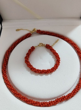 新款麻花深海项链手链套装 纯银镶嵌 可调节长短 气质百搭时尚款