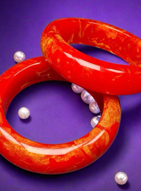 【高品质款】天然正品珊珊脂血龙宝带金沙红色手镯中国红红韵瑰宝