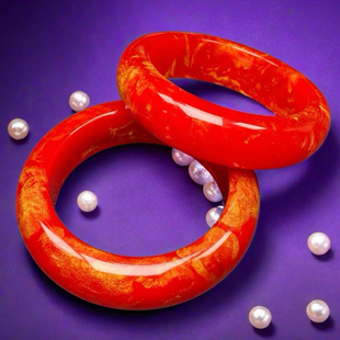 【高品质款】天然正品珊珊脂血龙宝带金沙红色手镯中国红红韵瑰宝