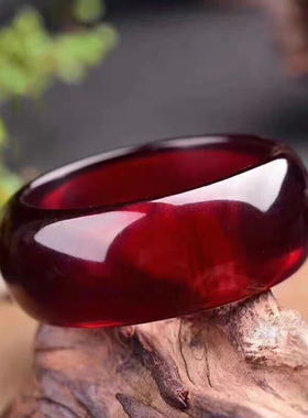 老矿加宽琥珀蜜蜡血珀手镯本命年轮胎手镯送礼鸡血红送母亲专用款