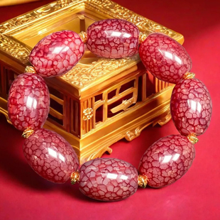 【收藏】正品天然稀世地精血脉龙鳞玉化龙血玛瑙手链千年玉石手串