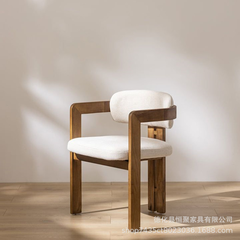 工厂直销轻奢餐椅带扶手靠背椅酒店洽谈泡茶椅设计师实木椅子围椅