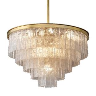 全铜灯具 饰软装 2021新款 客厅吊灯后现代轻奢吊灯样板间琉璃水晶装