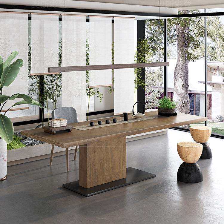 现代简约实木茶桌椅组合创意家用小户型泡茶台办公原木大板泡茶桌