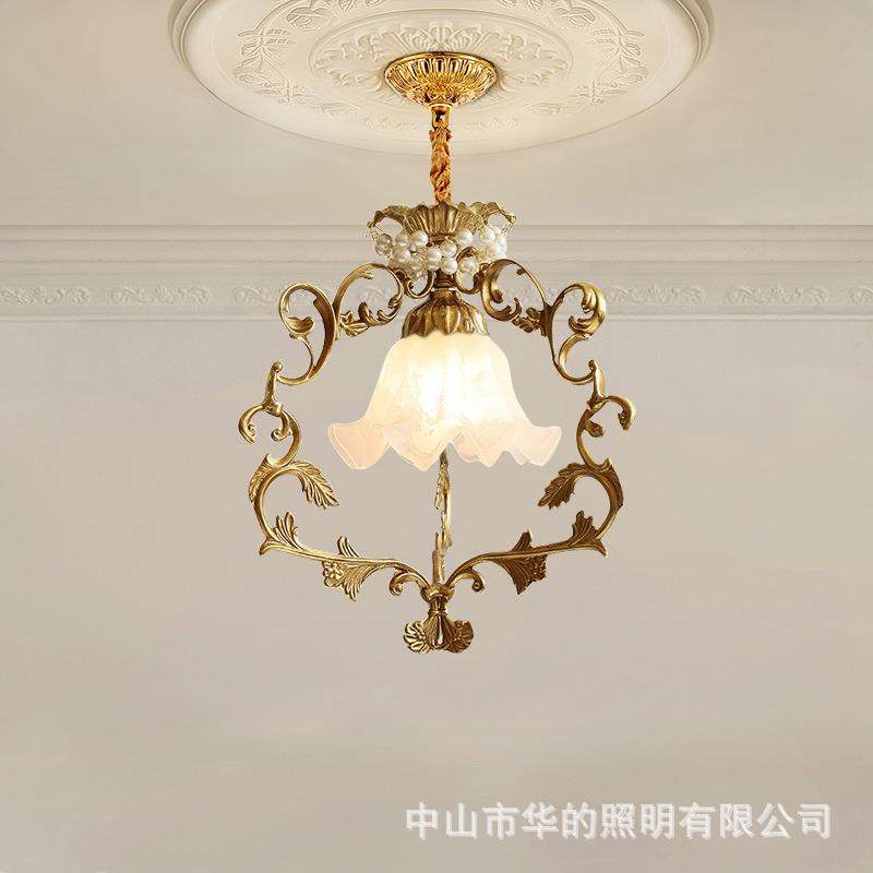 法式全铜卧室床头小吊灯欧式客厅装饰灯复古奢华吧台过道玄关灯