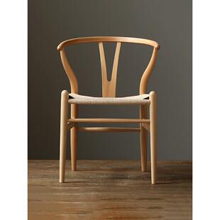 Y椅冲量大促北欧风格 休闲靠背扶手实木餐椅书房洽谈阳台椅 新中式