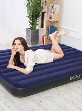 INTEX充气床家用户外单双人气垫床加厚蓝色折叠充气便捷床垫