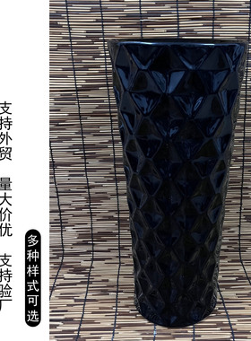 花盆陶瓷特大号黑色落地高款简约家用客厅办公室发财树绿植花盆