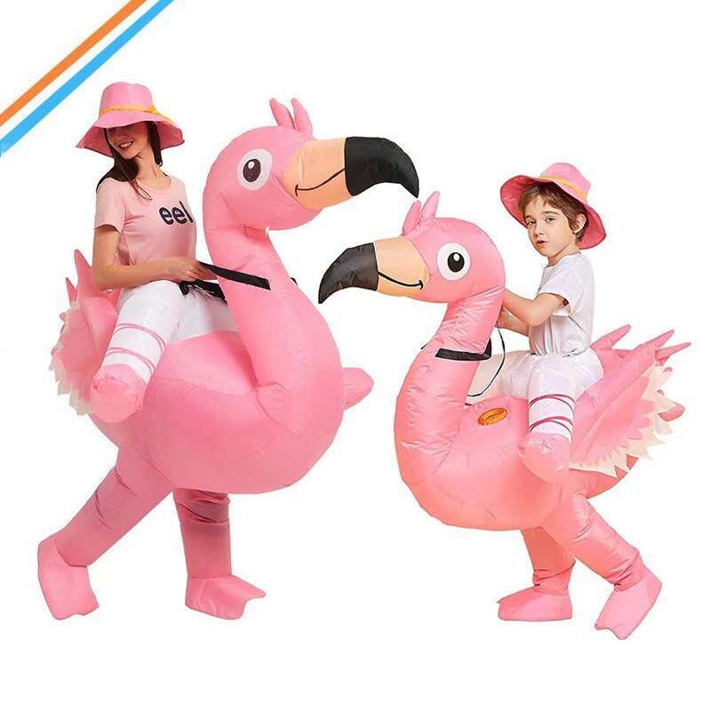 新款粉色火烈鸟充气服鬼抱人万圣节骑行搞怪装扮表演坐骑服装
