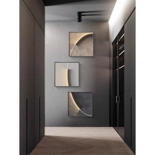 现代极简玄关电表箱遮挡挂画入户门弱电盒墙上装饰画三联抽象组合