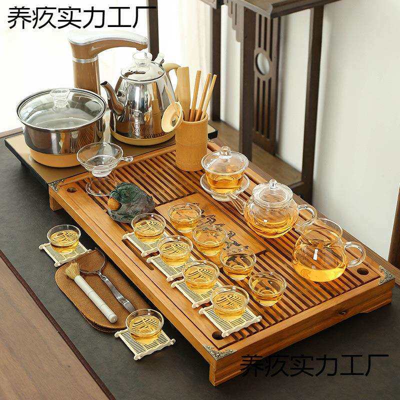 茶盘茶具一整套带烧水套装家用全自动整套功夫办公室一体茶台实木