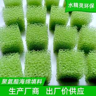 25ppi绿色过滤网海绵聚氨酯生物填料2cm水处理载体发货