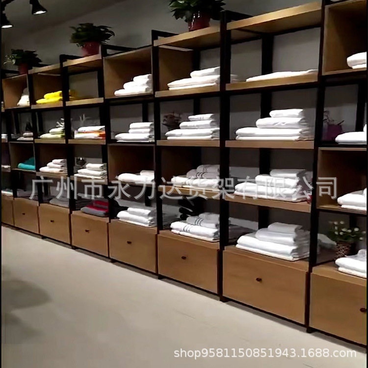 酒店钢木结合可调陈列架