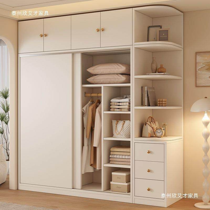 Jmo推拉门衣柜家用卧室简易组装出租房衣柜经济小型耐用木质柜子