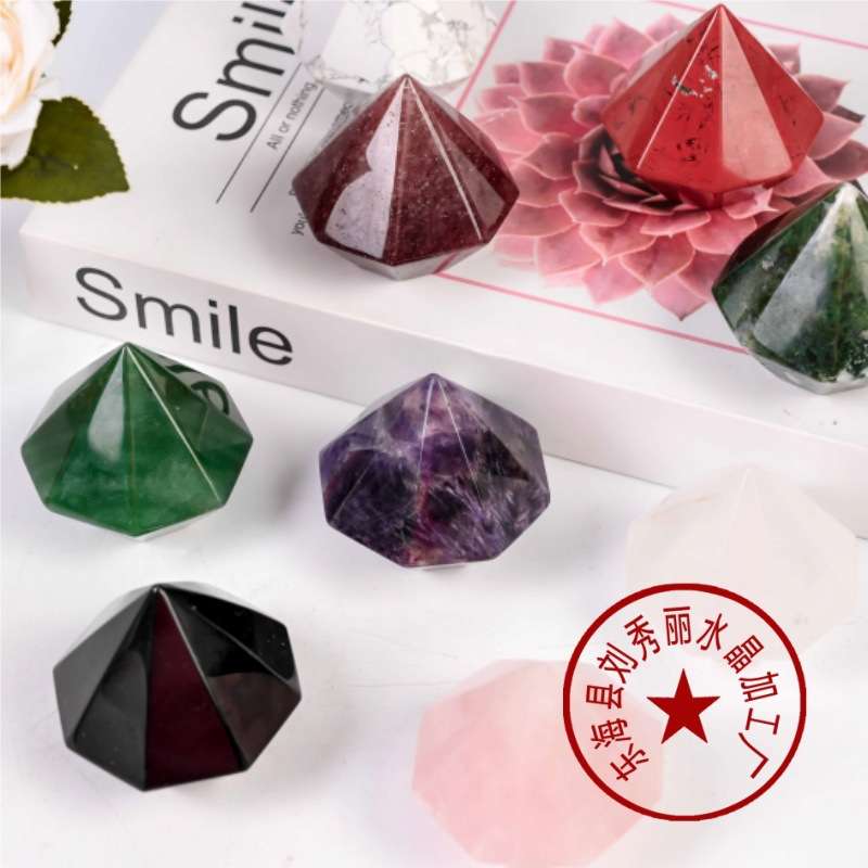 天然水晶粉晶钻头手工雕刻件手把件家居装饰摆件等水晶工艺品