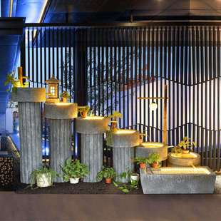 日式流水喷泉客厅玄关户外花园庭院阳台装饰大型创意落地景观摆件