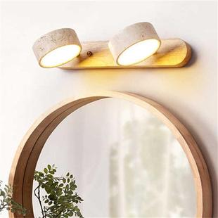 中式复古简约照画壁灯梳妆台卫生间洗漱台镜前灯黄洞石胡桃木壁灯