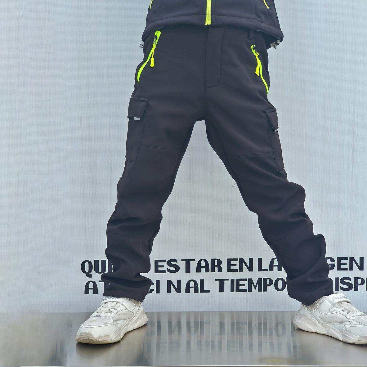 户外秋冬儿童保暖冲锋裤男童女童户外加绒防水防风滑雪裤