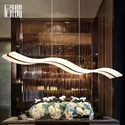 现代薄款简约led餐厅时尚餐吊灯长条办公室吧台饭厅吊灯灯具