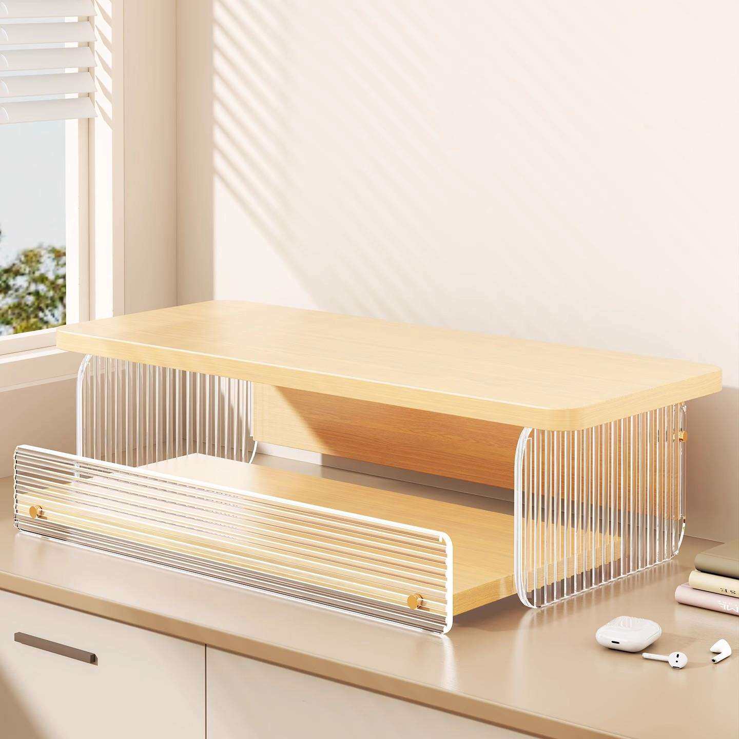 办公桌置物架打印机增高底座支架桌面上双层分层架子工位收纳神器