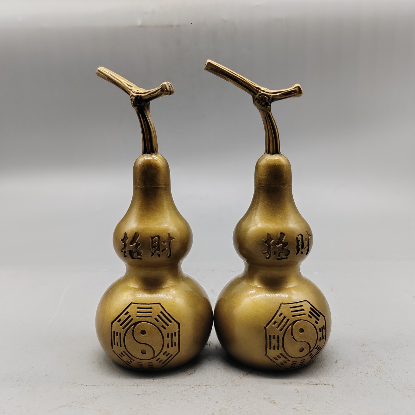 仿古铜葫芦摆件一对古玩收藏