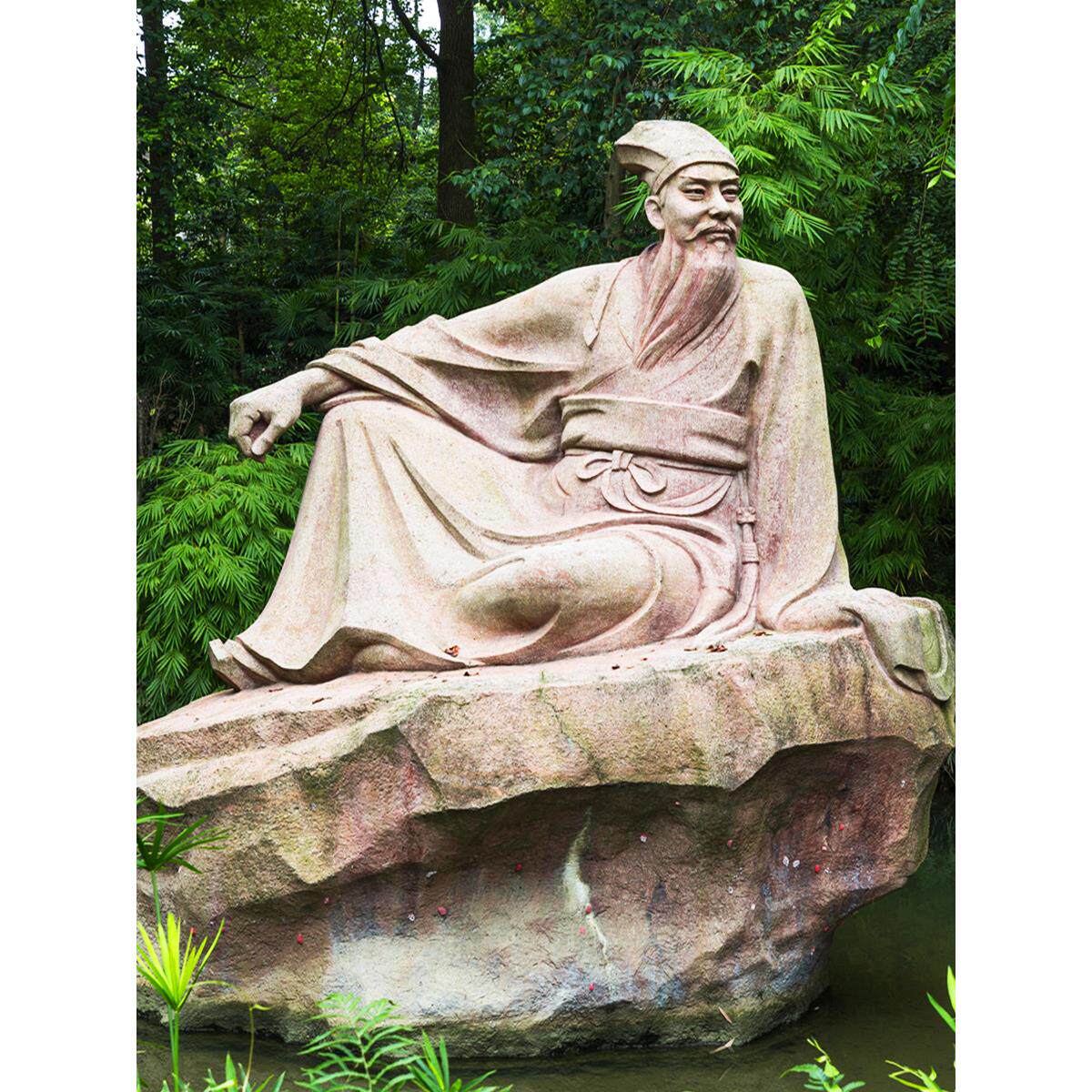 户外UCU名人石像大观字雕塑制校园林苏东坡花岩定景岗艺术品