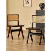 欧椅实藤木藤编椅家用餐椅北中古686设计师无扶手靠背阳台昌迪加