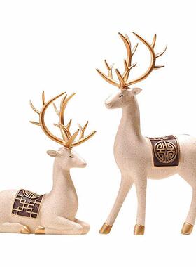 鹿摆件创意家居酒装柜金电视柜玄关品LBJ室内客厅茶几轻奢高档大