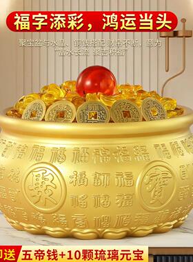 聚宝盆铺招财聚CJ-022财纯开铜摆件心百福客厅店存钱罐黄铜米缸