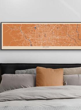 城鳟鱼 定制市地图卧ZC20-619室横版抽装饰画 画象床头画画 客厅
