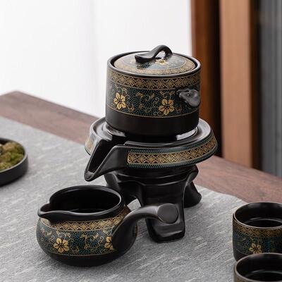 高档懒人石茶整套自墨动旋转出水功夫泡茶礼品陶覆TKT瓷具茶杯茶