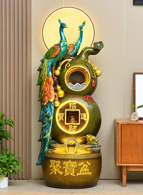 中式流水LMZ8085生财摆件循环水铺开业财聚宝落店地招喷泉新居盆