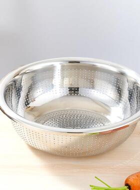 厨房盆不锈钢品盆洗菜盆家用圆形沥水米筛洗水果篮食漏盆7201级3