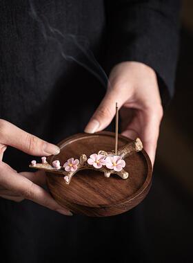 陶瓷手78451204桃花线 线香香插工花香捏座禅意檀香沉香香饰炉家