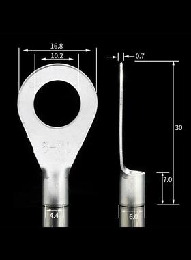 黄铜镀银T冷压接线 线端子O6-10 圆O型裸QVQ子端头 铜接线T 线端