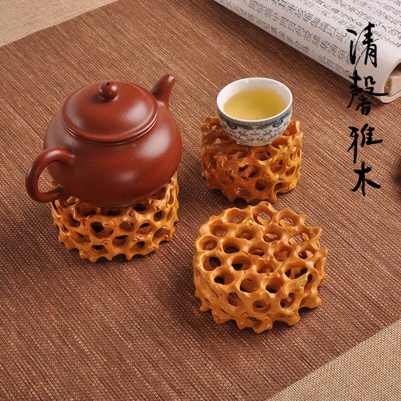 香中CGU式黄木雕整木镂空件仿古杨炉茶壶玉器奇石文玩核桃葫芦摆