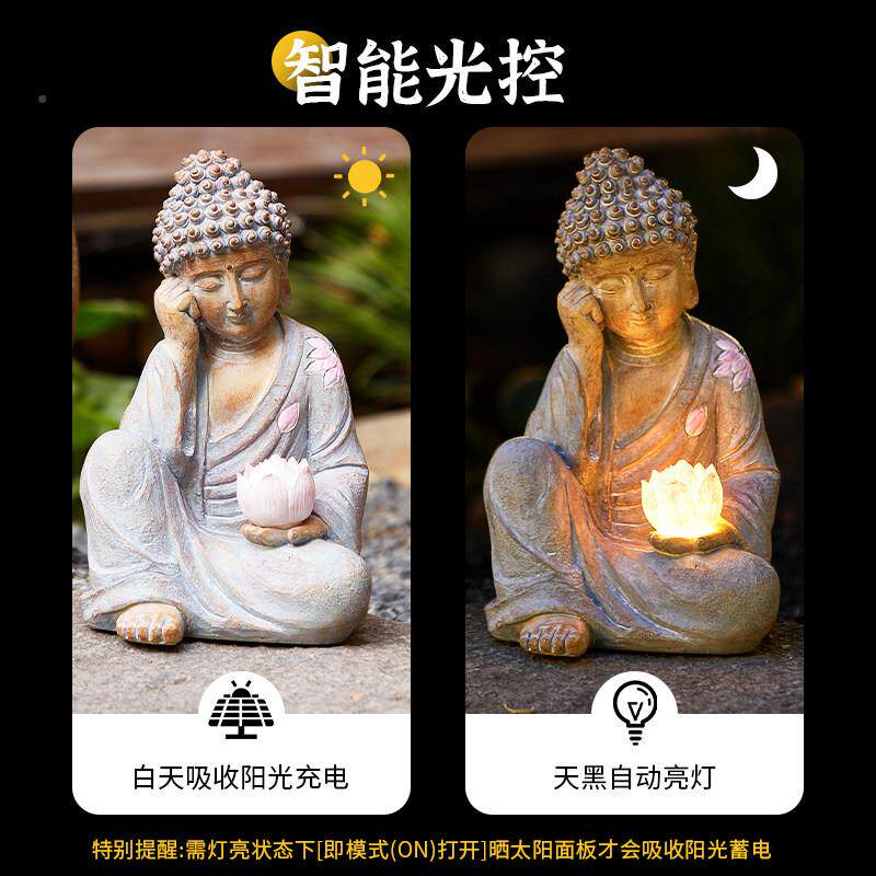 2ft-001025新款太阳能庭园灯户院外水佛防像摆件阳台布置花装饰气