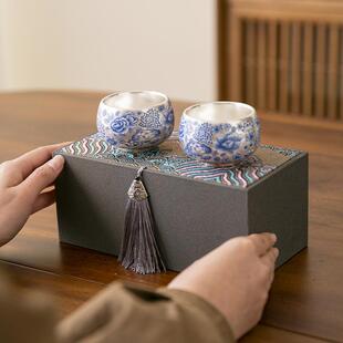 国潮非遗纯银茶杯送老外的特色礼物送外国客户同事纪念定制伴手礼