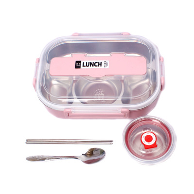 304不锈钢饭盒大容量便当盒上班族学生午餐盒带餐具汤碗lunch box